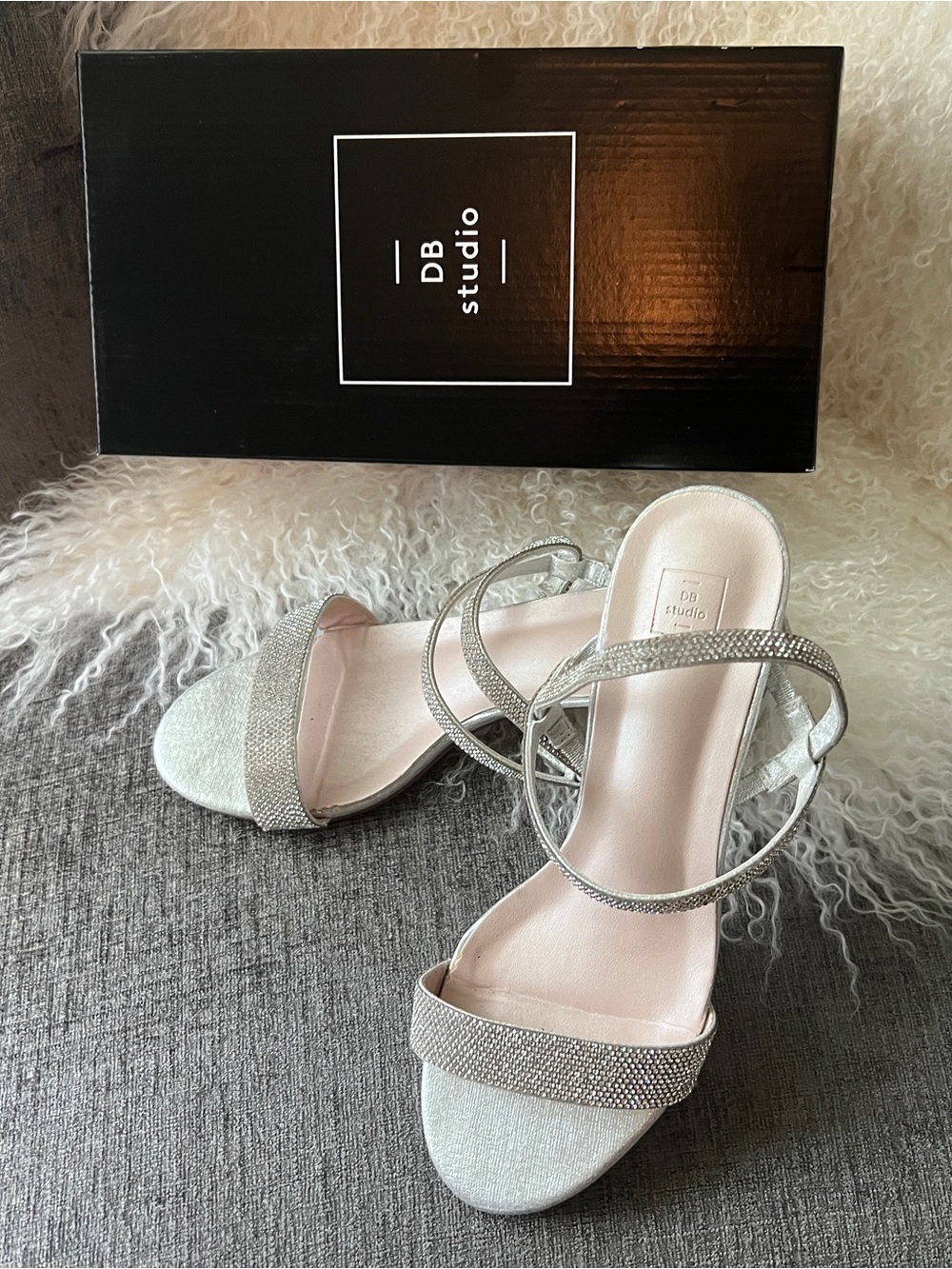 DB Studio Silver Strappy High-Heel Sandals